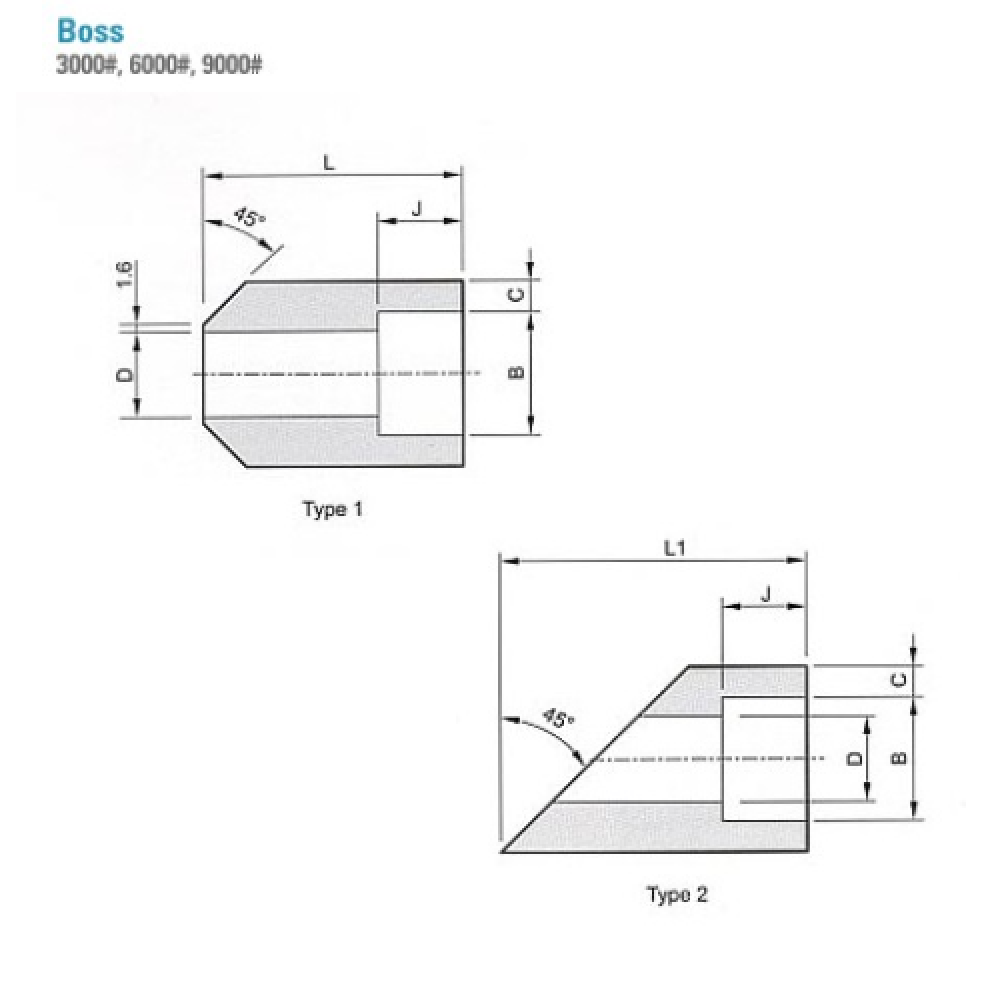 Korea Excellent Steel Stainless Various Types Boss Forged Fittings (ASME B16.11,MSS-SP)