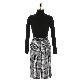 detail image4 op4006 Belt construction Polar neck knit and check pattern skirt set two piece set