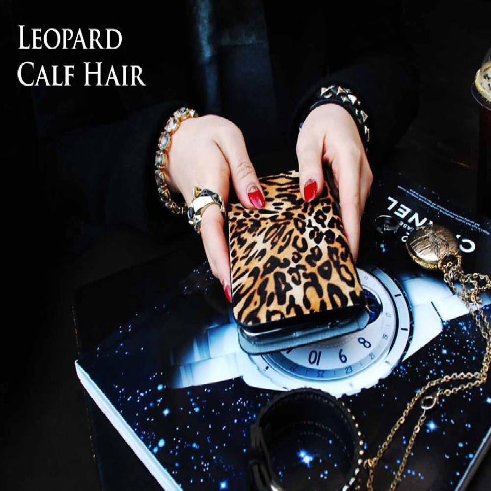 Leopard Calf Hair Mobile Case Korea Artisan handmade design pouch
