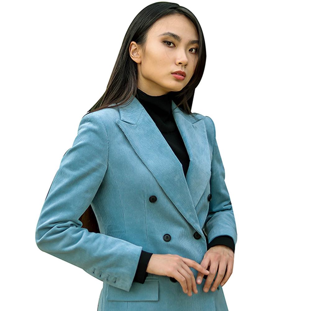 SUIT HEEL CORDUROY DOUBLE SUIT - SKY BLUE