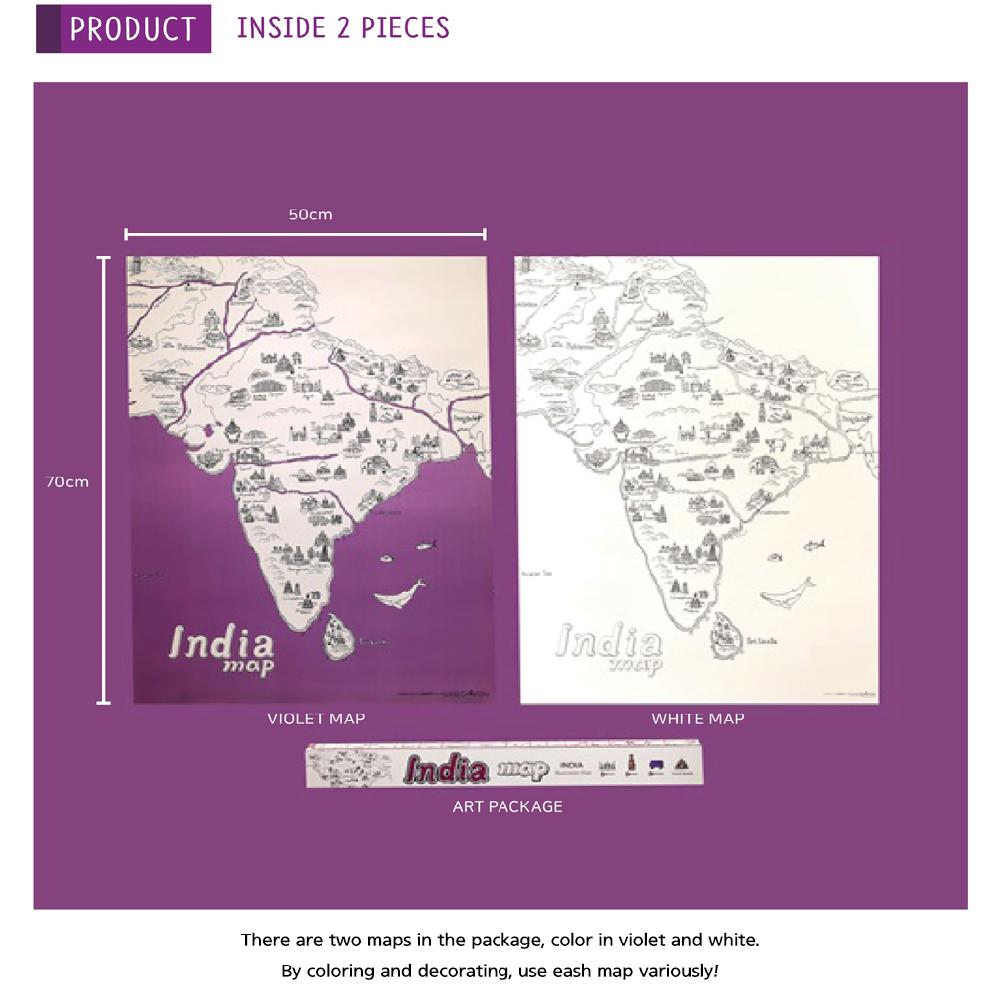 Dream Sky Nation-Map Decorative Coloring Painting DIY Paper Continent Map - India