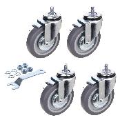 5inch Heavy Duty Caster, All Swivel 1/2-13UNC1 Stem Caster with Side Locking and Rubber Plastic