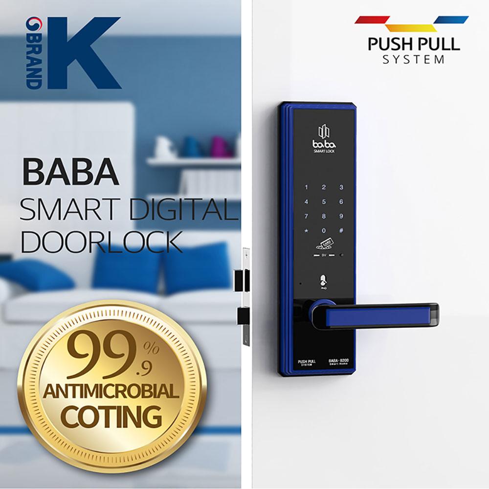Smart Digital Door Lock BABA-8200 (3-way) 7 Colors Keypad Keyless Entry Code