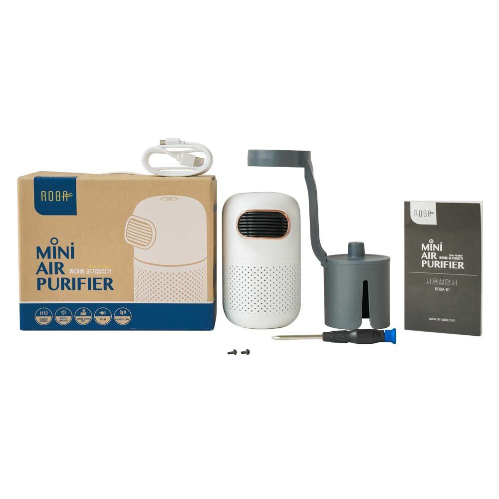 Cheongwoo C&T ROBA Mini Portable Air Purifier + Cup Holder / Color : White