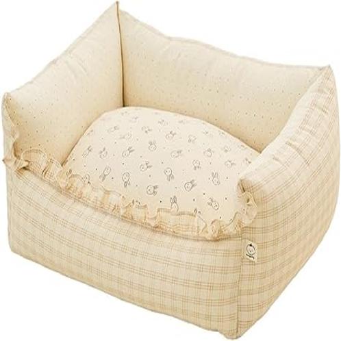 MOONGMING Bumper Cushion for Pets, Cotton Linen, Safety Test Completed, Comfortable Cushion for Dogs | MOONGMING Bumper Cushion, Cotton Linen, Safety Test Completed, Comfortable Cushion, Dogs, Puppies, Cats, All Year Around Use, Easy Care, Beige Color (Microfiber Cotton), Medium Size, Versatile for Pets