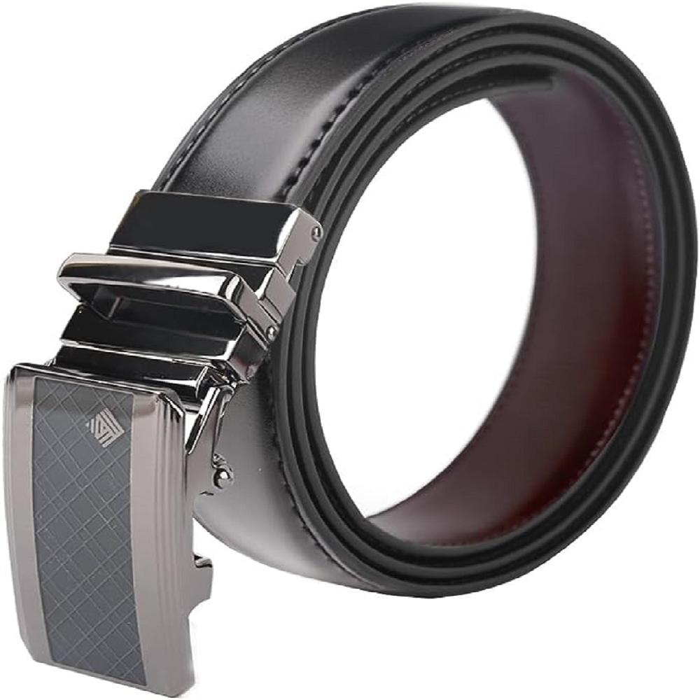 LineFit Men's Leather Belt_Casual Dress Classic Jean Adjustable Automatic Stretch Buckle N02 (Sizes