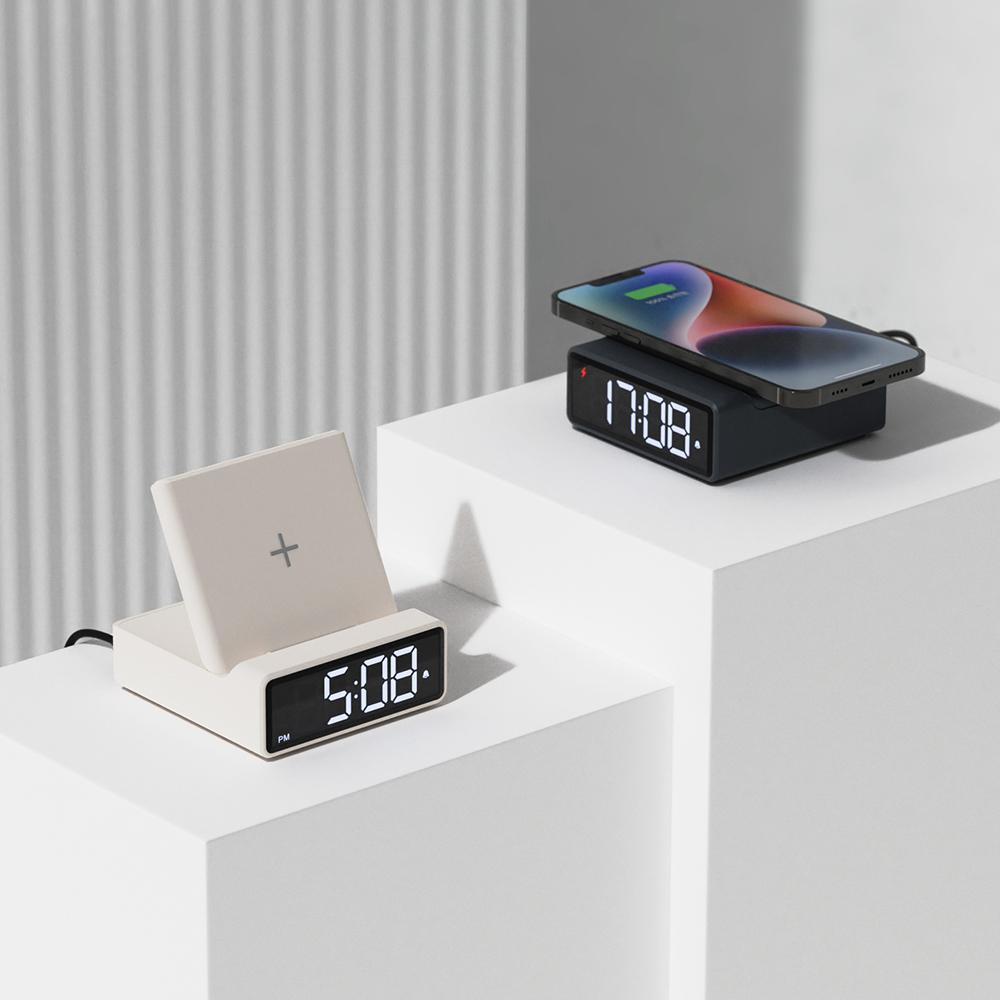 15W Mini Square Wireless Charging Stand Alarm Clock