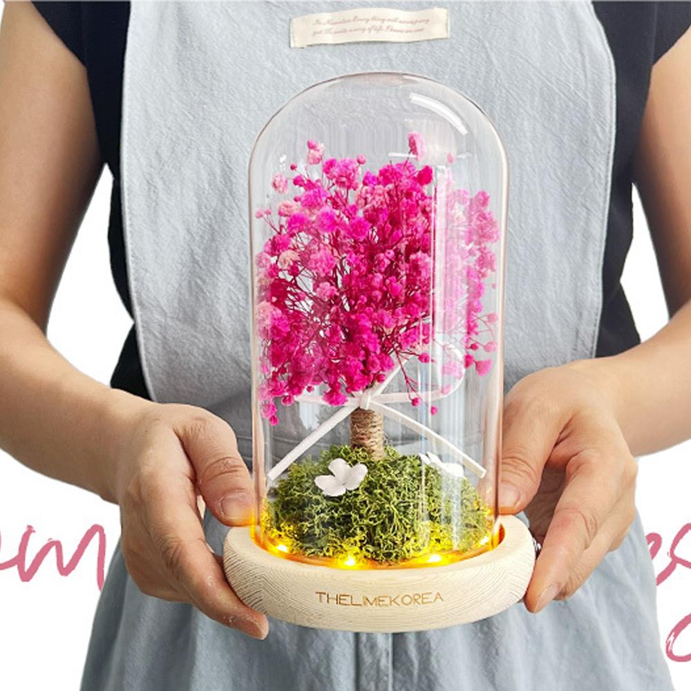 LED Pink Fog Glass Dome Mood Light Lovely Color