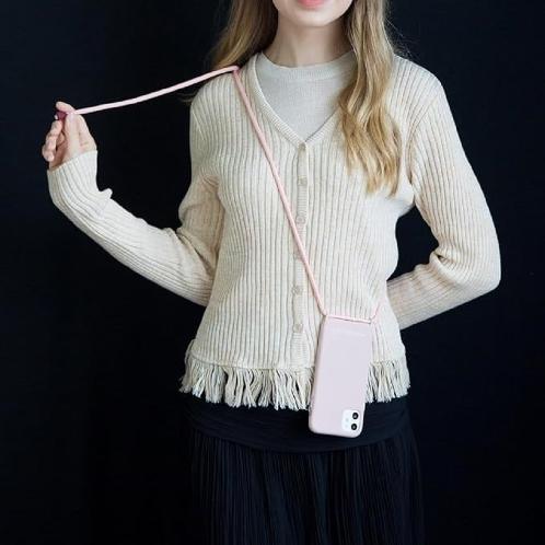 PHONENECKLACE Silicone Case (iPhone 14 Pro)_Pink | Use with Diverse Straps, Chains, Handle Chains, e