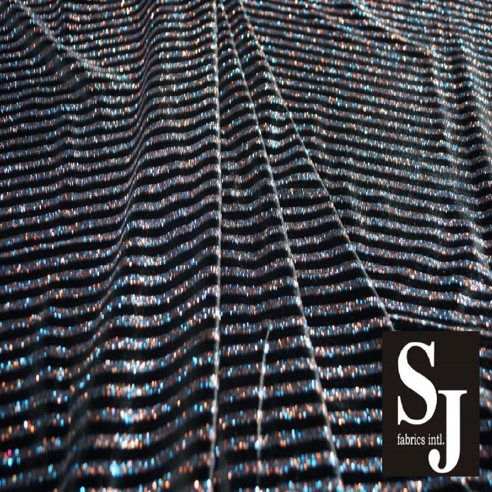 SJ Poly Span Velvet with Multi Glitter stripe