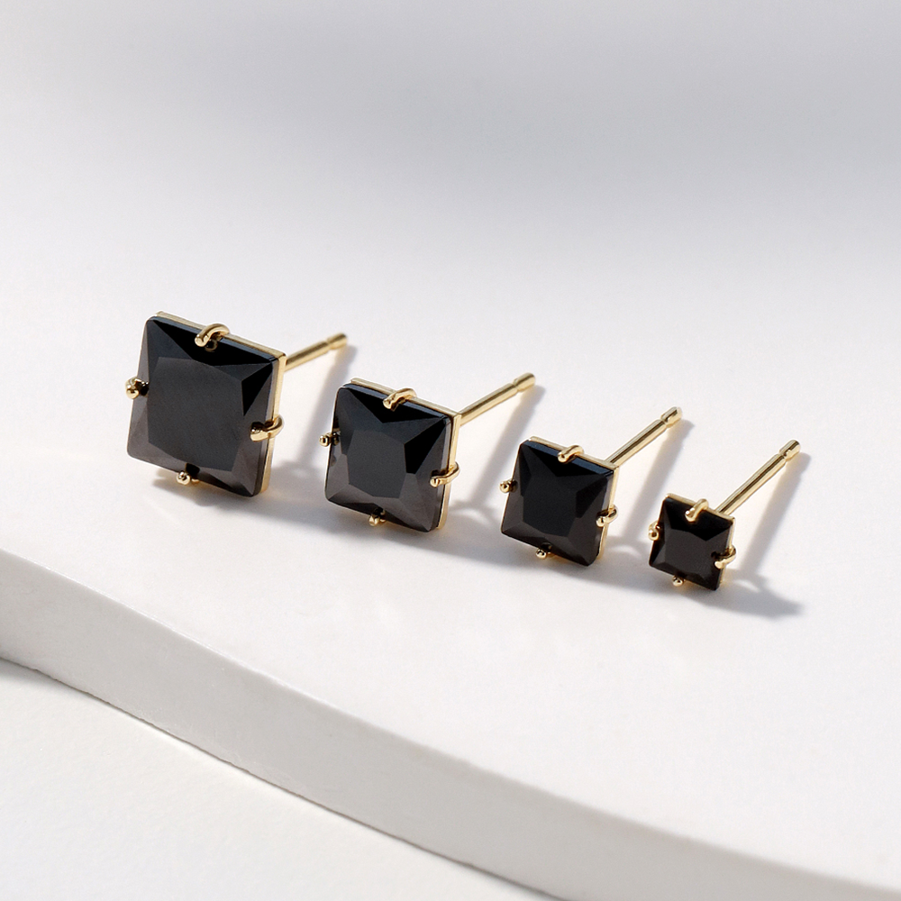 GOLD SQUARE CZ CASTING EARRINGS & VOLUME BUTTERFLY BACK CLUTCH