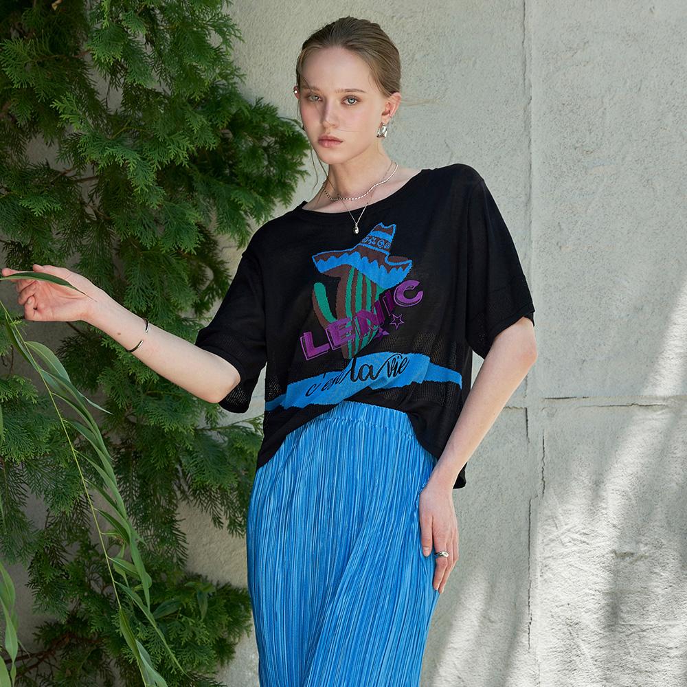 Cactus Graphic Loose Knit Tee